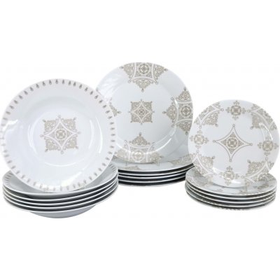 by inspire porcelánová sada talířů Ronda Baroko taupe 18 ks – Hledejceny.cz