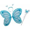 Karnevalový kostým Křídla čelenka a hůlka s motýlky modrá
