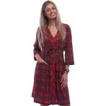 Károvaný lehký dámský župan 1G0652 červená – Zboží Dáma