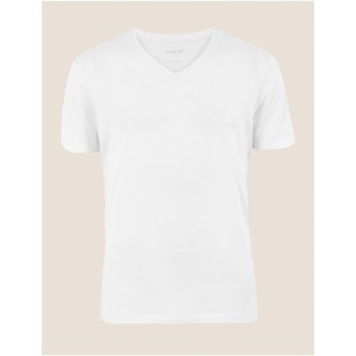 Marks & Spencer tričko vé tílko s výstřihem do V prémiová bavlna bílá – Zboží Mobilmania