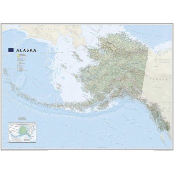 National Geographic Aljaška (Alaska) - nástěnná mapa 103 x 77 cm Varianta: bez rámu v tubusu, Provedení: laminovaná mapa v lištách