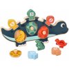 Dřevěná hračka Adam Toys edukační puzzle s čísly Dinosaurus maminka modrý
