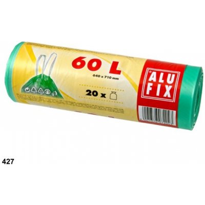 Alufix pytle do koše stahovací 64x71cm / 60l / 20ks / zelené