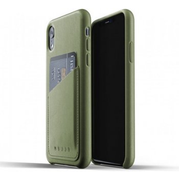 Pouzdro Mujjo kožené peněženkové celotělové iPhone XR olivové