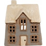 Šedý keramický domeček na čajovou svíčku Houthem XXVI – 15x10x17 cm – Zboží Dáma