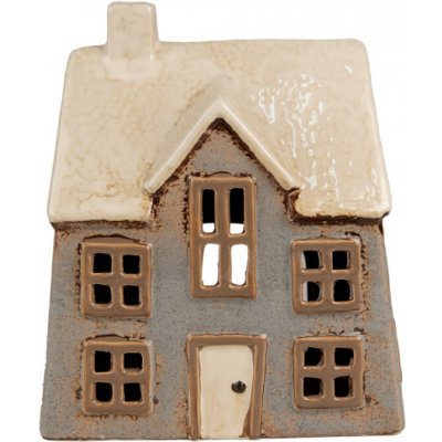 Šedý keramický domeček na čajovou svíčku Houthem XXVI – 15x10x17 cm – Zboží Dáma