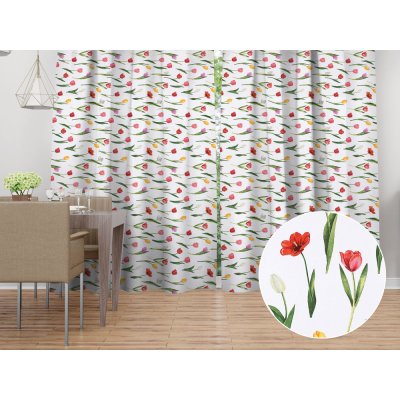Biante Bavlněný závěs Sandra SA-506 Tulipány na bílém 140x200 cm – Hledejceny.cz