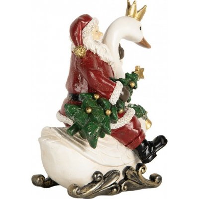Clayre & Eef Červená vánoční dekorace Santa Claus na labuti - 13*10*16 cm – Hledejceny.cz