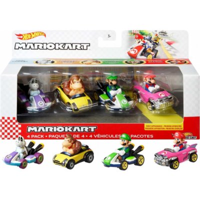 Hot Weels Mattel Mario Kart Sada čtyř motokár s jezdci – Zboží Mobilmania