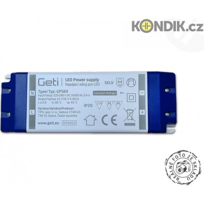 Zdroj spínaný pro LED 12V/ 60W GETI GPS60, IP20 – Zbozi.Blesk.cz