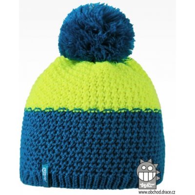 Swiss čepice pletená vzor 01 modrá zeleno žlutá