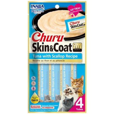 Inaba Churu Skin & Coat cat Tuňák s hřebenatkou 4 x 14 g – Zbozi.Blesk.cz