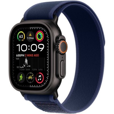 Apple Watch 49mm modrý Trailový tah - M/L - provedení z černého titanu MYQ83ZM/A – Zboží Živě