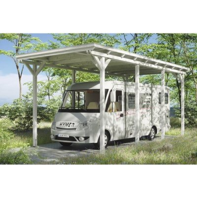 SKAN HOLZ Přístřešek na auto Emsland karavanový 404 x 846 cm bílý – Sleviste.cz