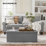 SONGMICS Úložný sedací box čalouněný skládací 110x38 cm šedý – Zboží Dáma