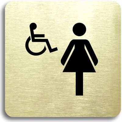 Accept Piktogram "WC ženy, invalidé" (80 × 80 mm) (zlatá tabulka - černý tisk bez rámečku) – Zboží Mobilmania