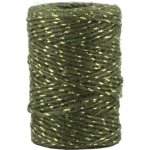 Chic Antique Jutový provázek 50 m – Olive / Gold thread, zelená barva – Zboží Dáma