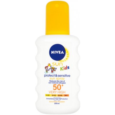 Nivea Sun Kids Sensitive sprej na opalování SPF50+ 200 ml – Zboží Mobilmania