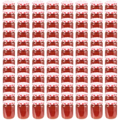 zahrada-XL Zavařovací sklenice s bíločervenými víčky 96 ks x 230 ml