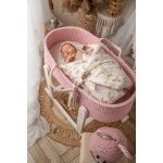 Háčkovaný Mojžíšův koš z bavlny ručně vyrobený s matrací pro miminka Růžový / BEZ Stojanu – Zboží Dáma