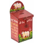 Sanu Babu Stará plechová kasička ručně malovaná 11x8x25cm AL – Zboží Dáma