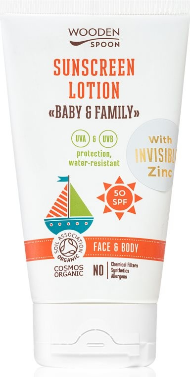 WoodenSpoon Baby & Family opalovací tělové mléko SPF50 150 ml