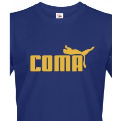 Bezvatriko tričko s vtipným potiskem Coma modrá