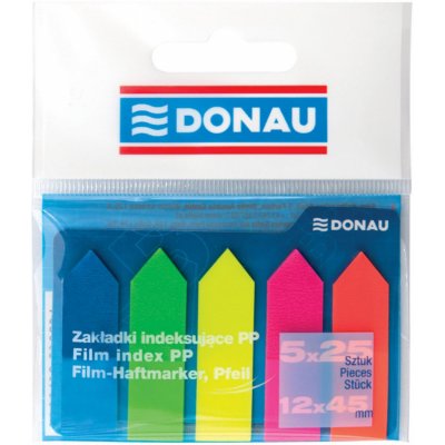 Samolepicí záložky Donau - fóliové, 12x45 mm, 5x 25, mix barev – Hledejceny.cz