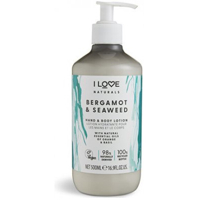 I Love Cosmetics hydratační mléko na tělo a ruce Naturals Bergamot & Seaweed (Hand & Body Lotion) 500 ml