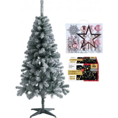 LIVARNO home Umělý vánoční stromek se světelným řetězem (120 LED) a 51dílnou sadou ozdob (150 cm / teplá bílá / světle růžová) – Zboží Dáma