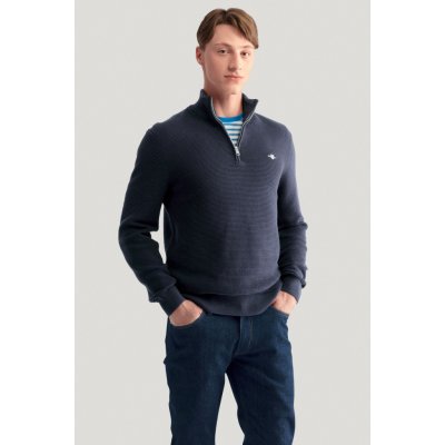 Gant Textured Cotton H-zip modrá – Sleviste.cz