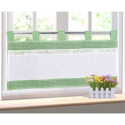 Hotová záclona Kostička a krajka zelená 40 x 80 cm - 40 x 80 cm – Hledejceny.cz