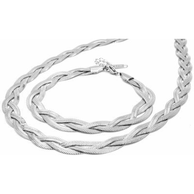 Steel Jewelry souprava Řetízek Náhrdelník Náramek PLETENÝ Chirurgická ocel SET231213 – Zboží Mobilmania