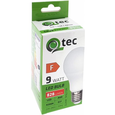 Qtec LED žárovka 9W A60 E27 4200K – Zboží Živě