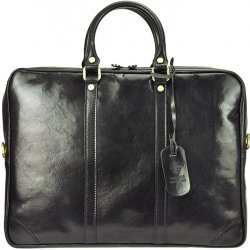 Gregorio Velká luxusní kožená hladká černá business taška do ruky 02