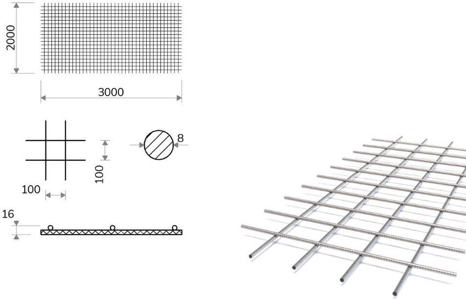 Kari síť s okem 100/100 mm, 2x3 m, průměr 8 mm (KY49)