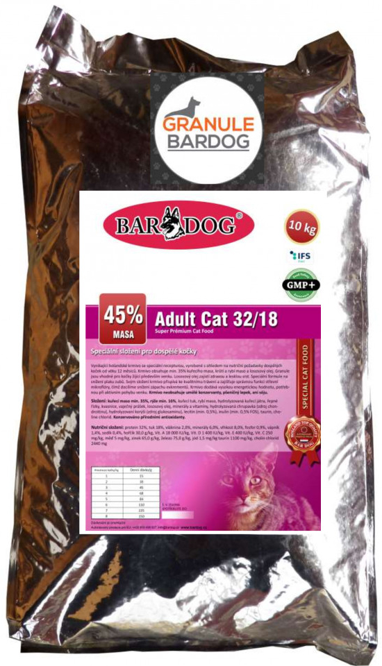 Bardog Super prémiové Cat Adult 32/18 10 kg