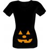 Těhotenské a kojící tričko Tričko s potiskem pumpkin face dámské Černá