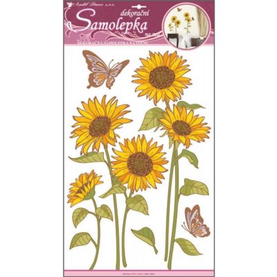 Anděl 10031 samolepící dekorace slunečnice s motýli a glitry 60x32cm – Zboží Mobilmania