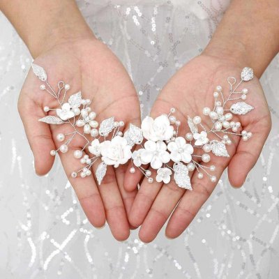Svatební perlová čelenka do vlasů stříbrná pro nevěstu – Zboží Mobilmania