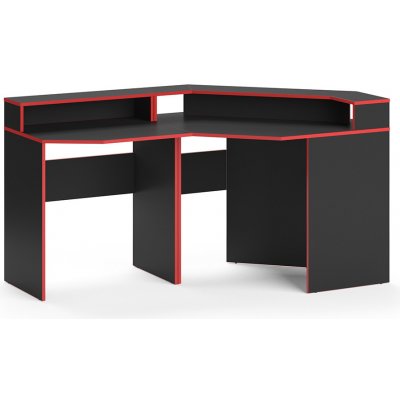 Vicco Stůl pro hraní Kron, 190 x 90 cm Rohový tvar, Červená/Černá – Zboží Dáma