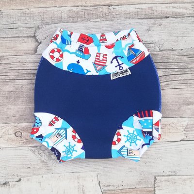 Swim nappy kojenecké neoprenové plavky Tmavě modré s majákem – Zboží Mobilmania