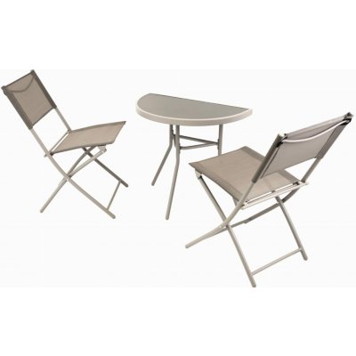 Jumi Balkonový set kovový 2+1 s půlkulatým stolkem Dora béžový – Zboží Dáma