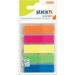 Samolepicí plastové záložky Stick'n by Hopax, 45 x 12 mm, 5 x 12 lístků, neonový mix – Hledejceny.cz