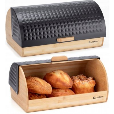 FUNKČNÍ CHLEBNÍK NÁDOBA NA PEČIVO BAMBUSOVÁ ČERNÁ ELITEHOFF 6065 – Zboží Mobilmania