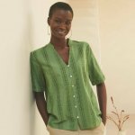 Halenka s madeirou krátkými rukávy a tuniským výstřihem zelená – Hledejceny.cz