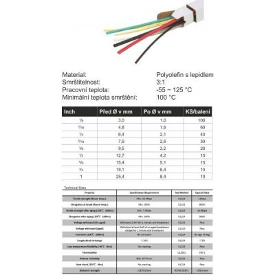 Smršťovací bužírka s lepidlem 6,4/2,1 mm 1,22m | Zboží Auto