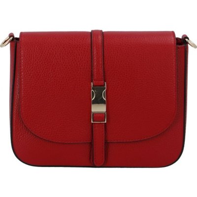 Vera Pelle stylová dámská crossbody kabelka s ozdobou červená MF 5710 d.red scuro – Zboží Mobilmania