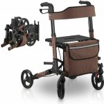 Goleto Čtyřkolové hnědé chodítko pro seniory Rollator – Sleviste.cz