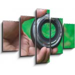 Obraz 5D pětidílný - 150 x 100 cm - Mobile lenses on a green lawn. Mobilní čočky na zeleném trávníku. – Zboží Mobilmania